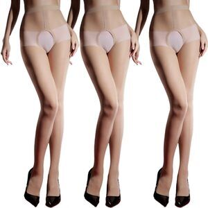 6222 Crotchless Pantyhose Plus Size 15 Denier Sheer Open Crotch Tights up